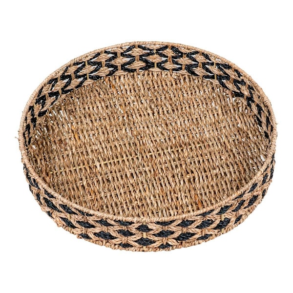 Rootz Nerja -lokero - Pyöreä meriruohoalusta - kudottu luonnollinen kuvio - monipuolinen ja tyylikäs - Ø38cm x 7cm