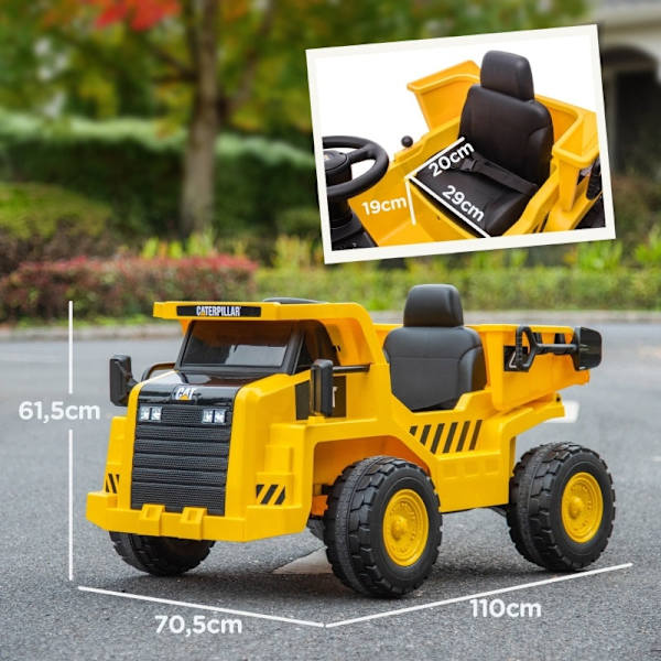 Rootz elektrisk kørende gravemaskine - Caterpillar hjullæsser - Fjernbetjent lastbil - Ægte lydeffekter - Forlygter - 110 cm x 70,5 cm x 61,5 cm