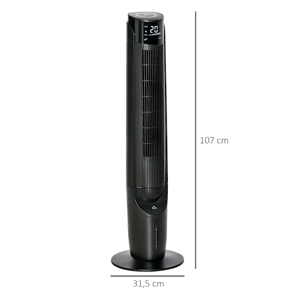 Rootz Column Fan Tower Fan - Air Cooler - 2 -in -1 fläkt - Remote Control, Timer, Swivel - 31,5 cm x 31,5 cm x 107 cm - Håll sval och bekväm