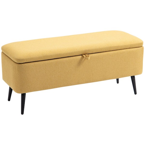 Rootz Bank Storage Bench - Fabric Storage Ottoman - Yellow Foot Pall - Erbjuder optimal komfort - 101b x 38,5T x 44,5H cm