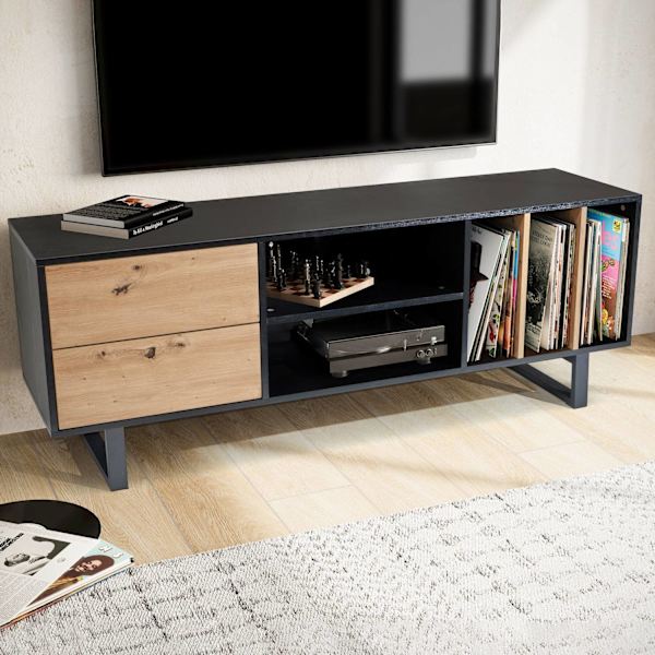 Rootz Modern TV Underskab - Underholdningscenter - Mediekonsol - Eg-indretning - Rummelig opbevaring - 150 cm x 55 cm x 40 cm
