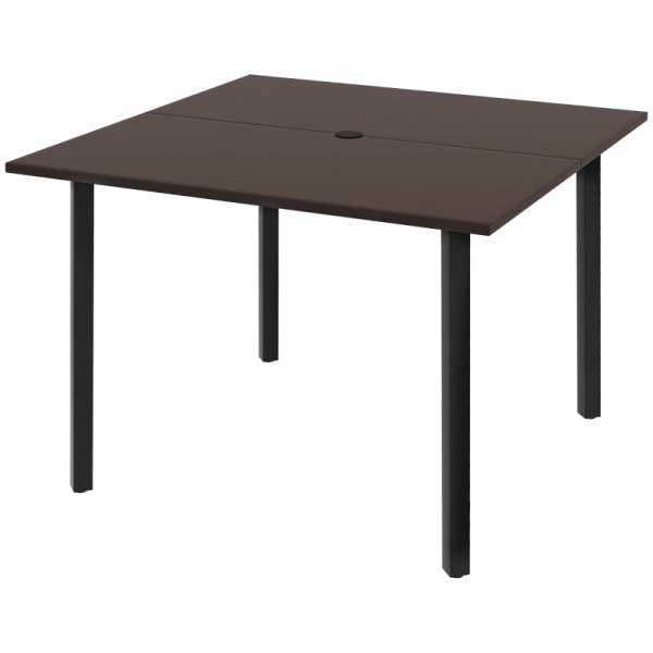 Rootz udendørs spisebord - Paraplyhul - Haveborde - Metalstel - Stål - Brun - Sort - 100L x 100W x 72H cm