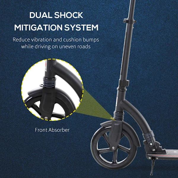 Rootz Scooter - Børnescooter - Kick Scooter med støddæmpning - Sammenfoldelig - Aluminium - Sort - 92,5 x 37,5 x 87-101,5 cm