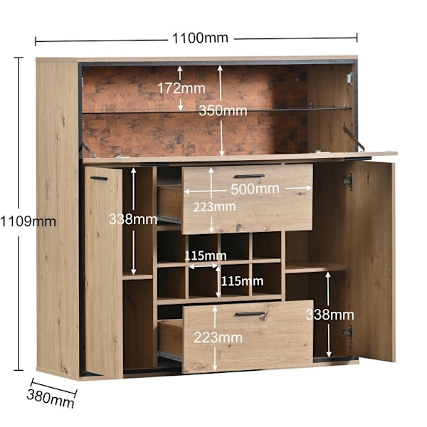 Rootz-viinikaappi - Viinin säilytys - Viininäyttö - LED-valaistus - 110L x 38W x 111K cm