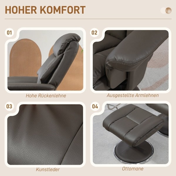 Rootz TV-fåtöljstol med pall - Spelstol - Vippfunktion - konstläder - 81cm x 95cm x 107cm