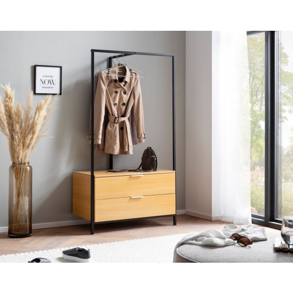 Rootz Modern Garderob - Klädskåp - Garderob - Ekdekor - Klädstång - Byrå - Praktisk förvaring - Reptålig - Vattenavvisande - 85cm x 152cm x 44cm