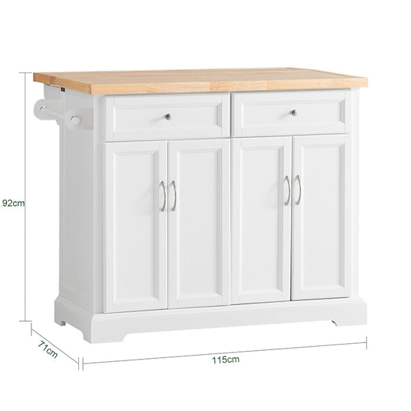Rootz Kitchen Island Trolley - Udvidelig bordplade - Køkkenskab - Opbevaringsorganisering - Træ og MDF af høj kvalitet - Håndklædestativ - 115cm x 92c