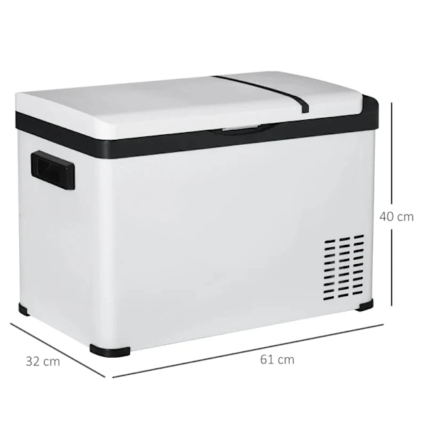 Rootz bilkøleboks - 30L med LCD-skærm - Kompressor - Bilkøleskab - El-bådcamper - Rejser - 12/24V DC og 110-240V AC - Hvid - 61L x 32W x 40H cm