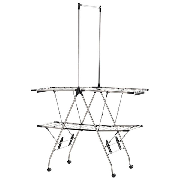 Rootz Tøjstativ - Sammenklappeligt tørrestativ - Wing Tøjtørrer med Teleskop - Stænger Stativ Tørretumbler - Tørrerum - 138,5 x 63 x 208 cm