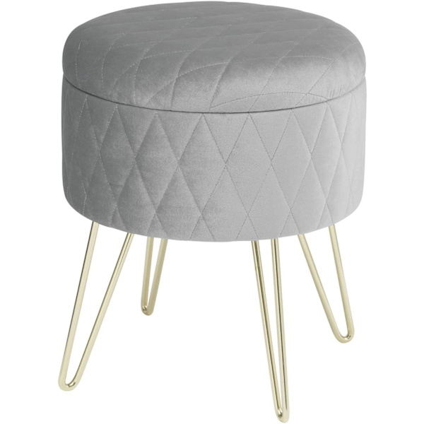 Rootz Velvet Makeup Pall - Förvaring Ottoman - Vadderad sminkstol - Enkel montering - 31,5 cm x 31,5 cm x 36 cm
