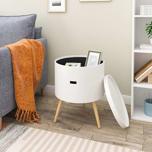 Rootz Scandinavian Round Sängbord - Nattduksbord - Förvaringsbord - Gott om förvaring - Chic Design - Hållbar konstruktion - 38cm x 49cm x 38cm