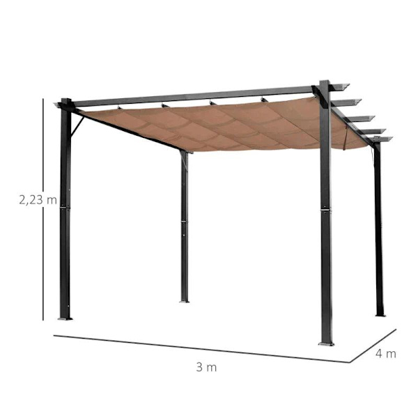 Rootz Pergola - Pergola Gazebo - Garden Pergola - Harmaa+ruskea