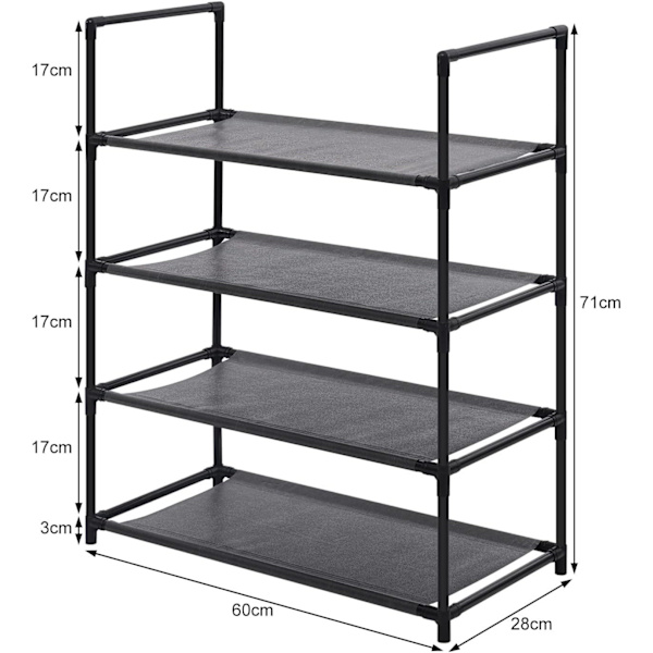 Rootz skostativ - 12-par skoholder - Pladsbesparende skohylde - Stål-plast af høj kvalitet - Stor kapacitet - 60 cm x 28 cm x 71 cm