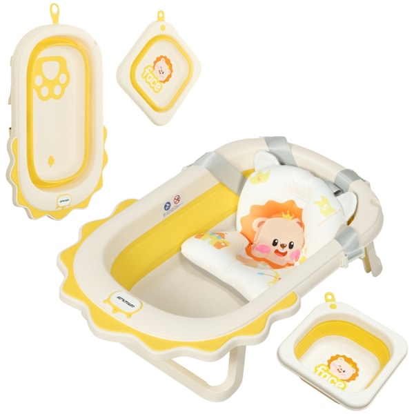 Rootz Foldbart babybadekar - Vask - NU -SLIP BOADTUB - Komfortabel badekude - 80,5 cm x 55 cm x 20 cm (gul)