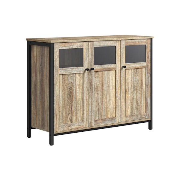 Rootz Opbevaringsskab - Turkis spånplade - Brunfarvet sort stål - Stort - Justerbare hylder - 35cm x 100cm x 75cm