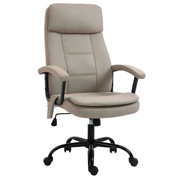Rootz Kontorsstol - Massagestol - Höjdjusterbar Executive Stol - Gamingstol med massagefunktion - Ergonomisk snurrstol - Lumbal ryggradsmassage - Beig