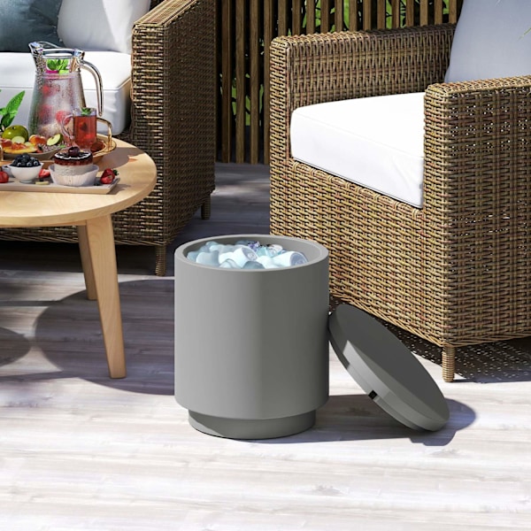 Rootz udendørs sidebord - køligere isspand - grå beton - holder drinks kølet - Ø37,5 x 43,5 timer cm