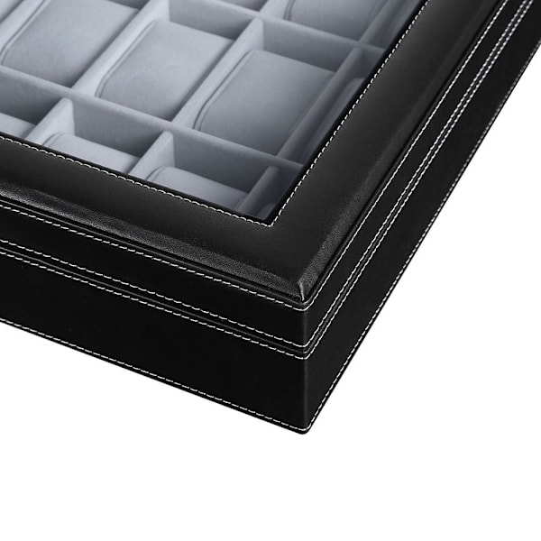 Rootz Watch Box - Suuri kellolaatikko 24 kellolle - Kellon säilytysrasia - Ylellinen kellokotelo - Matkakellokotelo - Monipaikkainen kellolaatikko - M