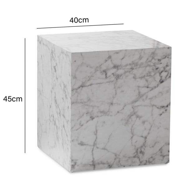 Rootz Elegant Sofabord - Sidebord - Marmorlook - Hvid - Opbevaringsområde - Sidebord - 40cm x 40cm x 45cm