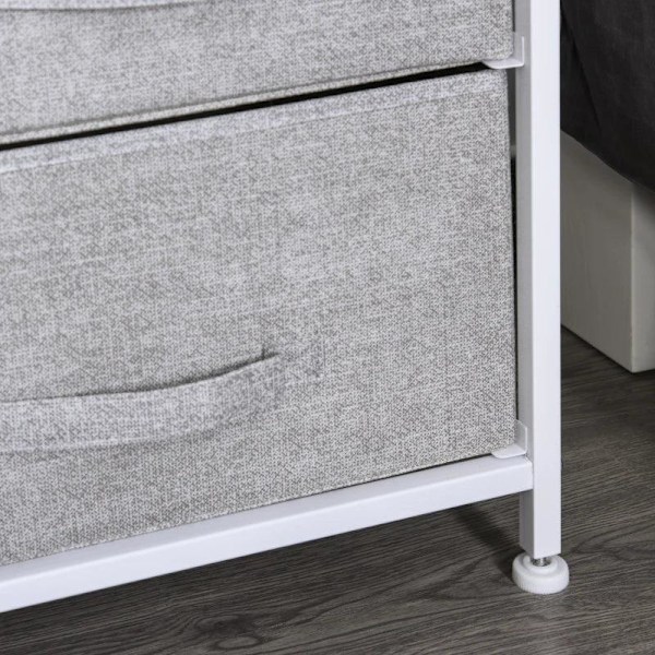 Rootz Drawer Cabinet - Storage Cabinet - Fabric Chest Of Drawers - 5 Fabric Drawers - Fabric + Wood + Metal Frame - Grey - 83 x 29 x 77 cm