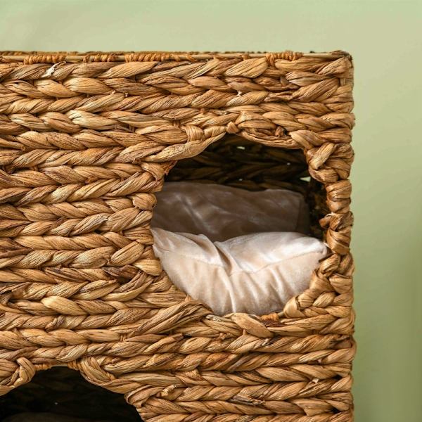 Rootz Cat Tower - Kattekradsestolpe - Cat Condo - Vandhyacint - Multi-level - Vaskbare puder - 40cm x 31cm x 76cm
