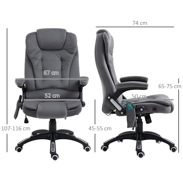 Rootz Vinsetto -toimistotuoli hieronta- ja lämpötoiminnolla - Ergonominen tuoli - Korkeussäädettävä tuoli - 6 tärinähierontapistettä - Helppo liikkuvu