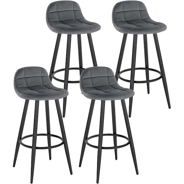 Rootz Velvet barstole - Kitchen Island skammel - Bistro skammel - Justerbar fodstøtte - Komfortabelt sæde - 84cm x 70cm x 39cm