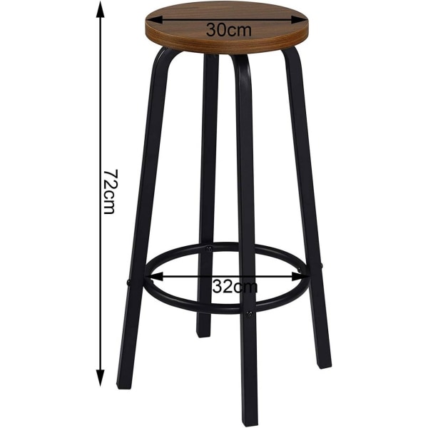 Rootz Modern Bar Pall - Skandinavisk Style Pall - Industrial Design Pall - Robust & hållbar - Ergonomisk komfort - Enkel montering - 30cm x 72cm