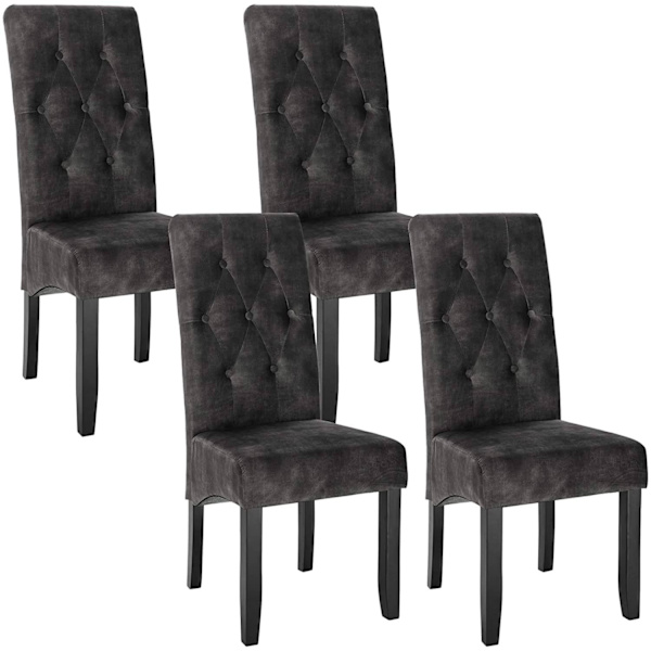 Rootz Set med 4 matstolar - Sammetsklädd - Stolar med hög rygg - Elegant design - Robust konstruktion - Förbättrad komfort - 107 cm x 47 cm x 42 cm