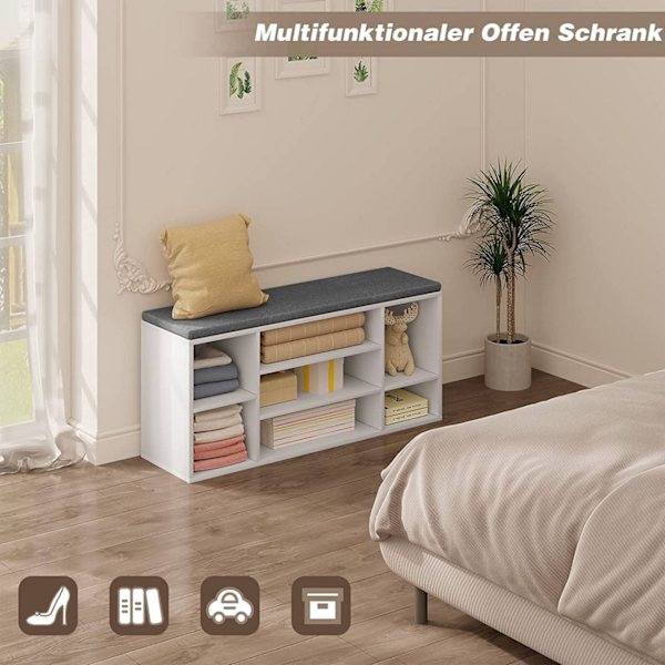 Rootz skostativ med sæde - Entrébænk - Skoorganisator - Rigelig opbevaring, komfortabel pude, nem vedligeholdelse - 103,5 cm x 48 cm x 30 cm