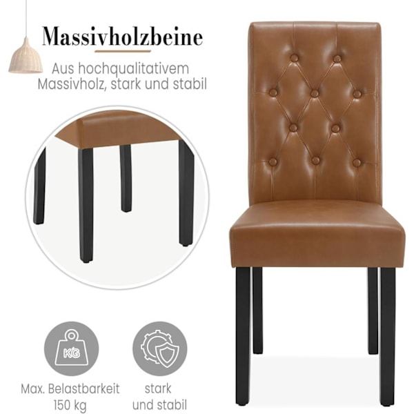 Rootz Spisestuestol - Højrygget Stol - Imiteret læderstol - Ergonomisk design - Nem vedligeholdelse - Robust konstruktion - 44cm x 99cm x 59cm