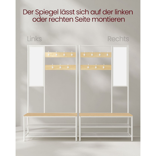Rootz Eg Hvid garderobe - Skab Organizer - Opbevaringsskab - Spånplade og stål - 35cm x 98cm x 180cm - Heavy-Duty - Nem montering - Rummelig opbevarin