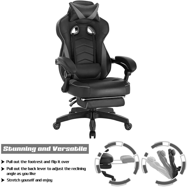 Rootz Ultimate Gaming Chair - Ergonomisk kontorstol - Justerbar computerstol - High-Density Foam Support - Justerbar højde 121cm-128cm - Sæde 56cm x 4
