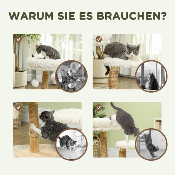 Rootz 24 "Cat Tree - Cat Tower - Scratching Post - Blød vaskbar seng - 50 cm x 47 cm x 61,5 cm for katte op til 5 kg