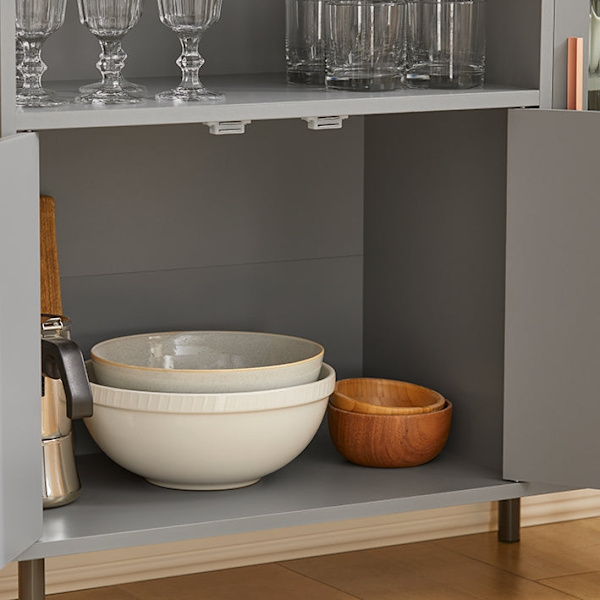 Rootz Moderne køkkenskab - Skænk - Entreskab - Kommode - MDF og metalkonstruktion - Justerbare hylder - Anti-Tip Design - 80cm x 75cm x 35cm