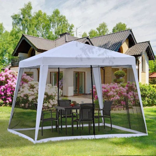 Rootz Gazebo - Trädgårdspaviljong - Marquee Partytält - Tält med myggnät - Väderbeständig - Metall + Polyester - Grå - 3 x 3 m