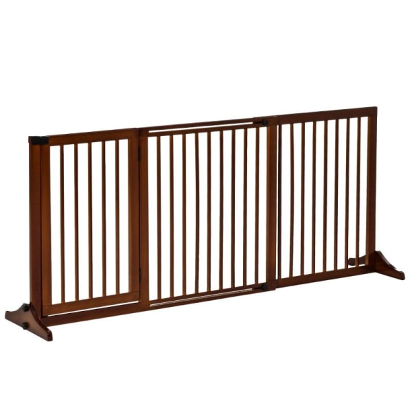 Rootz Barrier - Koiran kaide - Koiran oven portti - Puinen turvaportti - Vapaasti seisova koiraportti ovella - Konfigurointiportti - Ruskea - 113-166