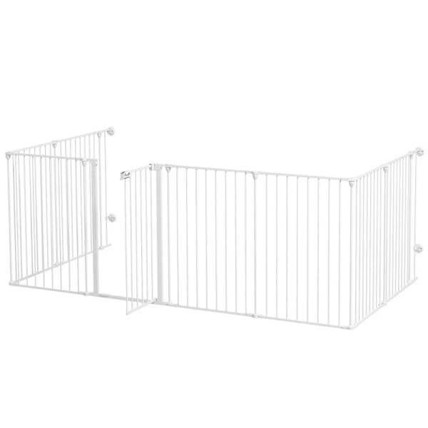 Rootz 2-in-1 Puppy Run Barrier - 8 paneeli - Lukitusovi - Ulkokotelo - Teräs - Valkoinen - 154 cm x 154 cm x 90 cm