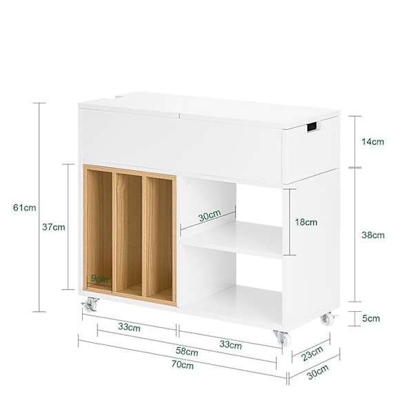 Rootz Mobile Arkiverskab - Opbevaringsenhed - Arrangør - ubesværet mobilitet - 30x61x70cm - PB/MDF - Skuffe & Door, Natural Bookhelf