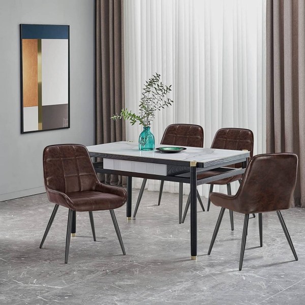 Rootz Set med 4 matstolar - Stoppade accentstolar - Stolar i konstläder - Ergonomisk design - Robust och hållbar - Golvskydd - 38cm x 43cm x 81,5cm