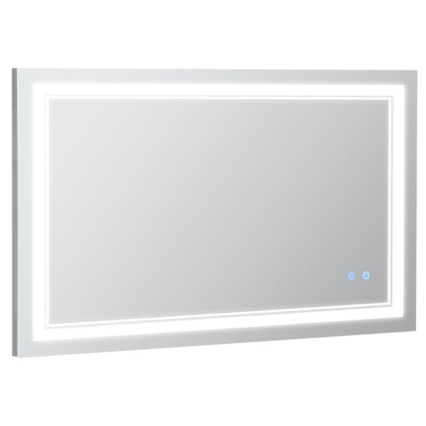 Rootz Badeværelsesspejl med Led-belysning - Hukommelsesfunktion - Touch Switch - Sprøjtsikker - Aluminiumslegering - Sølv - 100L x 60W x 3,2H cm