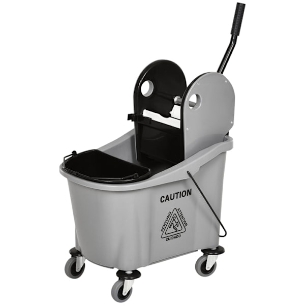 Rootz Industrial Cleaning Cart - Talonmieskärry - Moppiämpäri - Tilavuus 36L - Vedenerotin - Jälkiä jättämättömät pyörät - Muovi ja metalli - 54 cm x