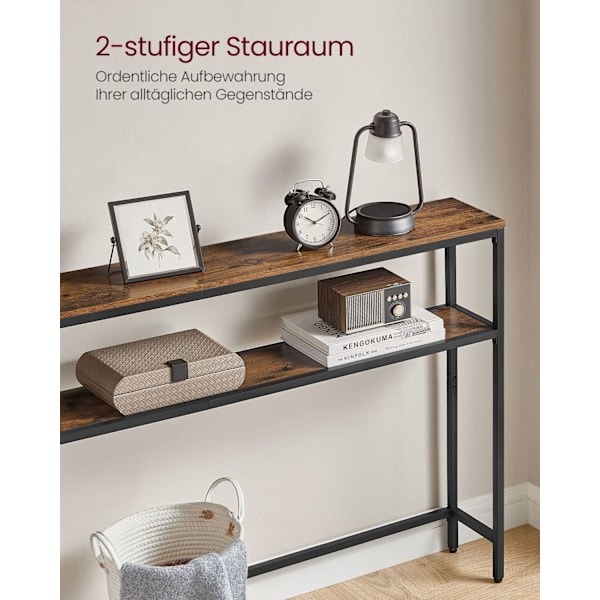 Rootz Vintage Brun-svart konsolbord - Spånskiva stål - Sidobord - Rustik stil - 20cm x 100cm x 80cm