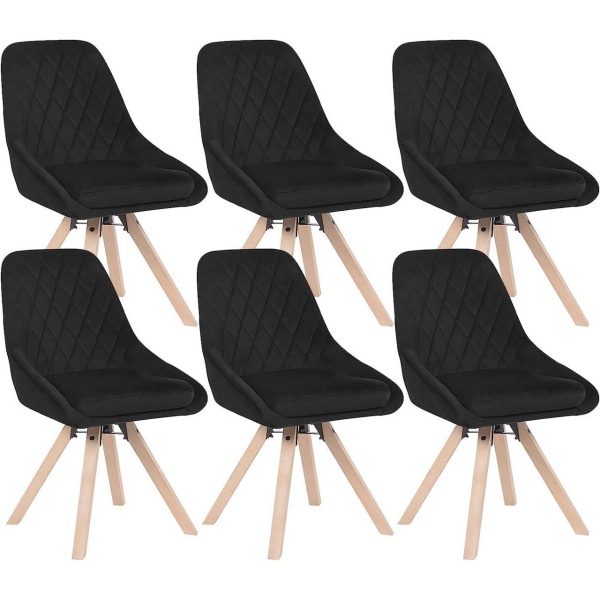 Rootz sæt med 6 spisestuestole - drejestole - fløjlssæder - 360°