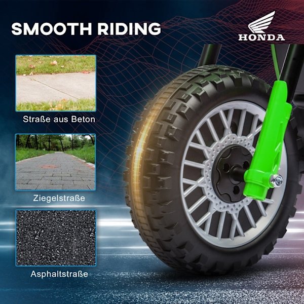 Rootz elektrisk børnemotorcykel - Honda CRF450RL Replika - Børnecykel - Horn og startlyde - Asfalt - 71 cm x 40,5 cm x 43,5 cm
