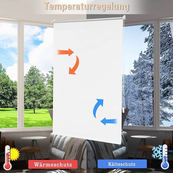 Rootz Roller Blind - Thermorollo Shade - Room Darking persienner - Energibesparing - 80 cm x 150 cm - vit