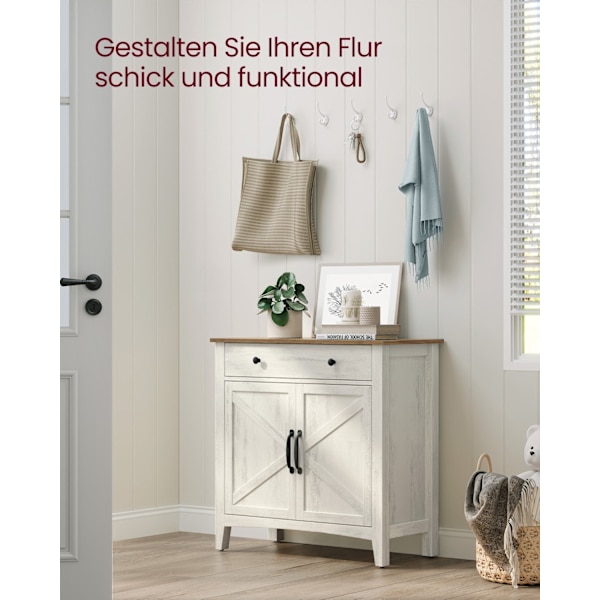 Rootz keittiökaappi - Kaappi - Säilytysyksikkö - Vintage White-Honey Brown - MDF - Lastulevy - Teräs - 40cm x 80cm x 80cm