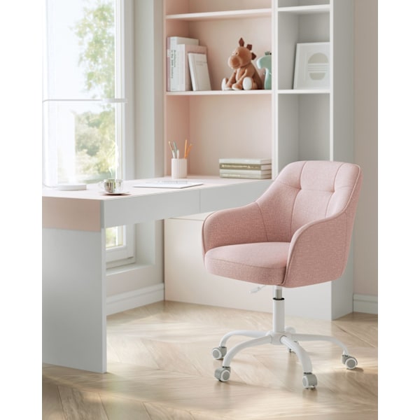 Rootz Pink Swivel Chair - Kontorsstol - Rullstol - Stålstomme - Foam Vaddering - 69cm x 65cm x (83-93cm) - Justerbar höjd