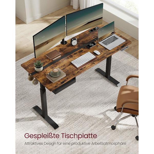 Rootz Elektriskt stående skrivbord - Justerbart skrivbord - Sit Stand-skrivbord - Spånskiva/solid stål - 70cm x 160cm x 72-120cm - Whisper Quiet - 1,5