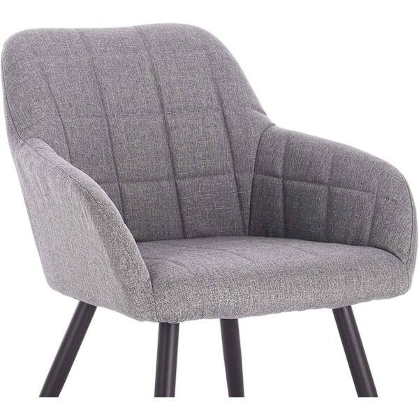 Rootz Set med 4 matstolar - Fåtöljer - Linneklädda säten - Ergonomiska och bekväma - Hållbara metallben - Justerbara halkskydd - 49cm x 43cm x 81cm